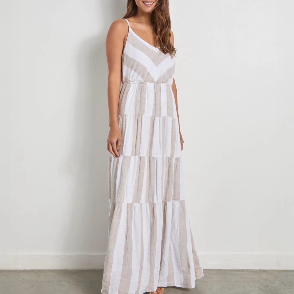 Splendid White and Tan Maxi Dress